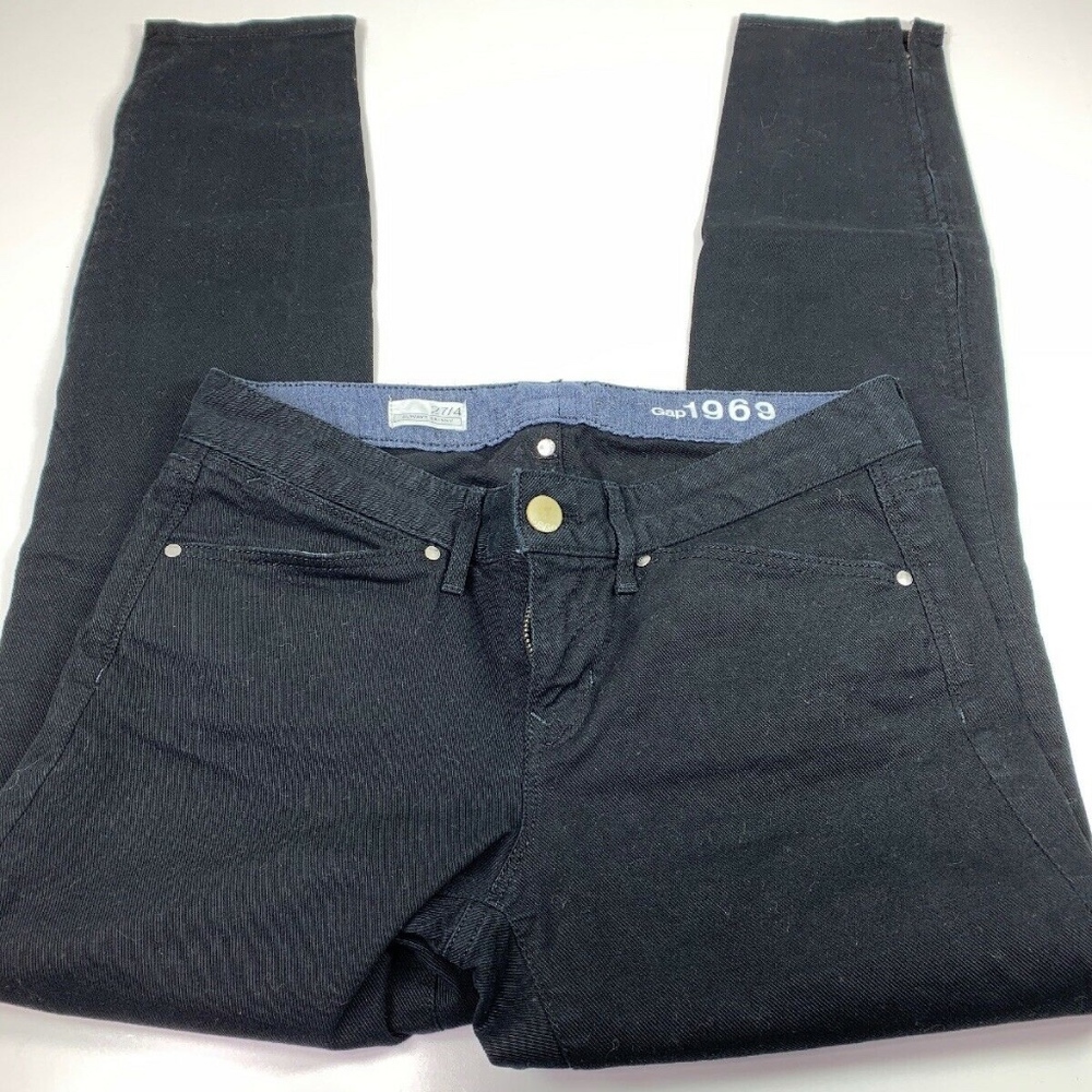 Gap 1969 Always Skinny Solid Black Jeans Zipper 27